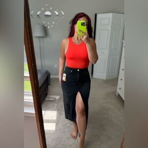 Washed black denim jeans midi skirt size 4 H&M